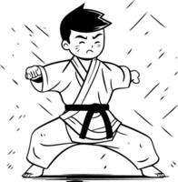 taekwondo Garoto desenho animado ilustração. marcial artes conceito. vetor