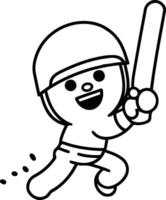 Grilo jogador corrida com bastão. desenho animado personagem ilustração. vetor