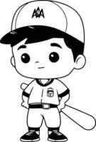 beisebol jogador - fofa desenho animado mascote personagem ilustração vetor