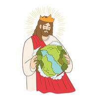 a senhor Jesus salvador do a mundo, rei do a universo. vetor