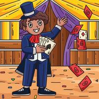 circo mestre furo pôquer cartões colori desenho animado vetor