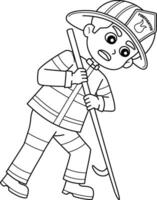 bombeiro cutucando isolado coloração página para crianças vetor