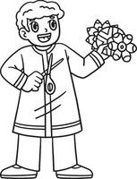 diwali criança com rangoli cortar outs isolado vetor