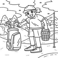golfe fêmea caddie saco cesta do bolas coloração vetor
