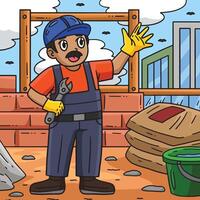 construção trabalhador colori desenho animado ilustração vetor