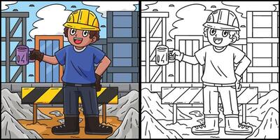 construção trabalhador tendo uma café ilustração vetor