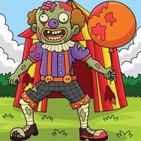 zumbi palhaço colori desenho animado ilustração vetor