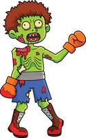 zumbi boxer desenho animado colori clipart ilustração vetor