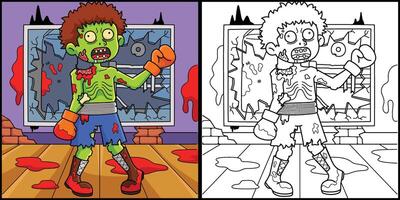 zumbi boxer coloração página colori ilustração vetor