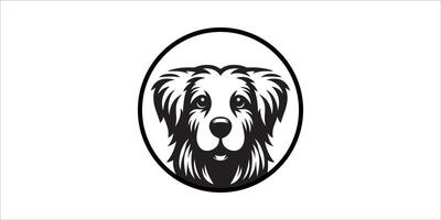 cachorro logotipo silhueta estilo Preto e branco vetor
