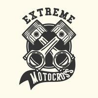 logo design de motocross extremo com ilustração vintage de pistão vetor