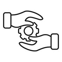 mão segurando engrenagem ícone ilustração vetor