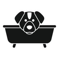 simples Preto e branco ícone do uma cachorro dentro uma banheira, adequado para animal Cuidado temas vetor
