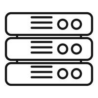 ícone do três em camadas rede servidores, isolado em branco fundo vetor