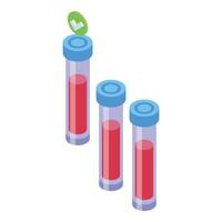 isométrico sangue teste tubos ícone vetor