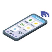 isométrico Smartphone com Wi-fi sinal ilustração vetor