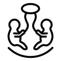 ícone do trigêmeos dentro uma berço com chupeta acima vetor