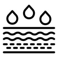 Preto e branco ícone ilustrando água resistência com gotas e ondulado linhas vetor
