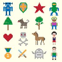 Personagens de pixel de jogos vetor