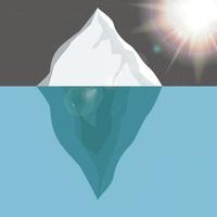 iceberg frio no oceano sob o brilho do sol. ilustração vetorial. vetor