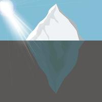 iceberg frio no oceano sob o brilho do sol. ilustração vetorial. vetor