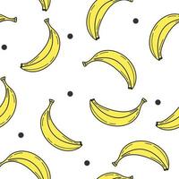 padrão elegante sem costura com bananas desenhadas à mão em branco vetor