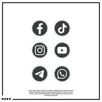 logotipo social meios de comunicação Facebook, tiktok, YouTube, telegrama, Whatapps vetor