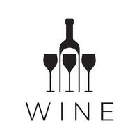 vinho logotipo com vinho óculos e garrafas.para noite clubes, bares, cafés e vinho lojas. vetor