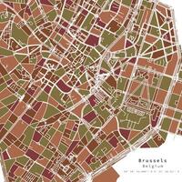 Bruxelas cidade Centro , Bélgica, urbano detalhe ruas estradas cor mapa , elemento modelo imagem vetor