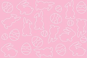 desatado Páscoa padronizar com coelhos e ovos em uma Rosa fundo. adequado para cartões, bandeiras, invólucro papel, têxteis e papel de parede. vetor