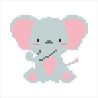 pixel arte animais ícones coleção. 8 mordeu retro estilo ilustração conjunto do tigre, urso, Raposa, hipopótamo girafa, zebra, leão, elefante. melhor para Móvel jogos projeto, decoração, adesivos. vetor