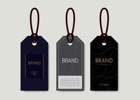 elegante etiquetas para roupas com diferente branding Projeto e Sombrio cores vetor