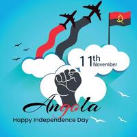 criativo Angola independência dia social meios de comunicação postar e rede bandeira vetor