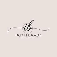 inicial ib feminino logotipo coleções modelo. caligrafia logotipo do inicial assinatura, casamento, moda, joalheria, butique, floral e botânico com criativo modelo para qualquer companhia ou negócios. vetor