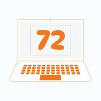 computador portátil ícone com número 72 vetor