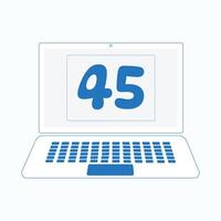 computador portátil ícone com número 45 vetor