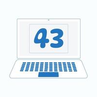 computador portátil ícone com número 43 vetor