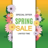 venda de primavera fundo bonito com elementos de flores coloridas. ilustração vetorial vetor