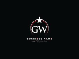 mínimo carta gw logotipo estrela, Prêmio luxo gw círculo logotipo ícone vetor