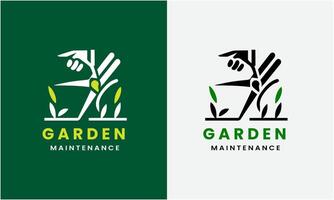 jardineiro verde árvore folha logotipo Projeto ícone amostra gramado Cuidado, agricultor, gramado serviço vetor