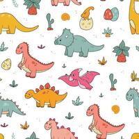 dinossauros desatado padronizar para berçário impressões, papel de parede, invólucro papel, fundos, scrapbooking, estacionário, etc. eps 10 vetor