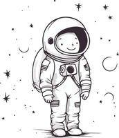 astronauta dentro espaço. mão desenhado ilustração isolado em branco fundo. vetor