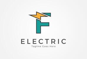 elétrico logotipo, abstrato carta f com relâmpago parafuso combinação, tunder parafuso Projeto logotipo modelo, ilustração vetor