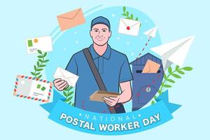 nacional postal trabalhadores dia celebração plano poster. vetor