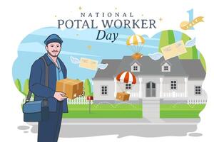 nacional postal trabalhadores dia celebração plano poster. vetor