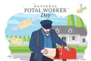 nacional postal trabalhadores dia celebração plano poster. vetor