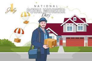 nacional postal trabalhadores dia celebração plano poster. vetor