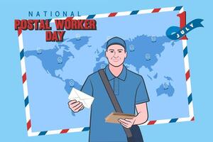 nacional postal trabalhadores dia celebração plano poster. vetor