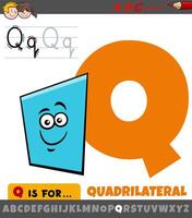 carta q a partir de alfabeto com quadrilátero forma desenho animado vetor