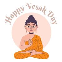 feliz vesak dia, Buda purnima desejos saudações ilustração. cartazes, bandeiras, saudações, e impressão Projeto. vetor